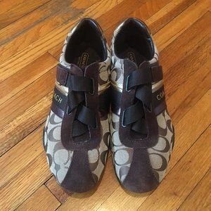 Brown/Tan Coach Sneakers - Size 8.5